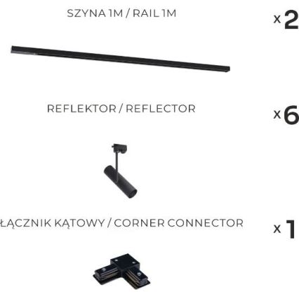 Zuma Line - Luminária de trilho com 6 focos GU10/35W/230V, preta