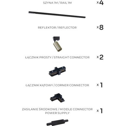 Zuma Line - Luminária de focos para sistema de trilho 8xGU10/35W/230V preto/dourado