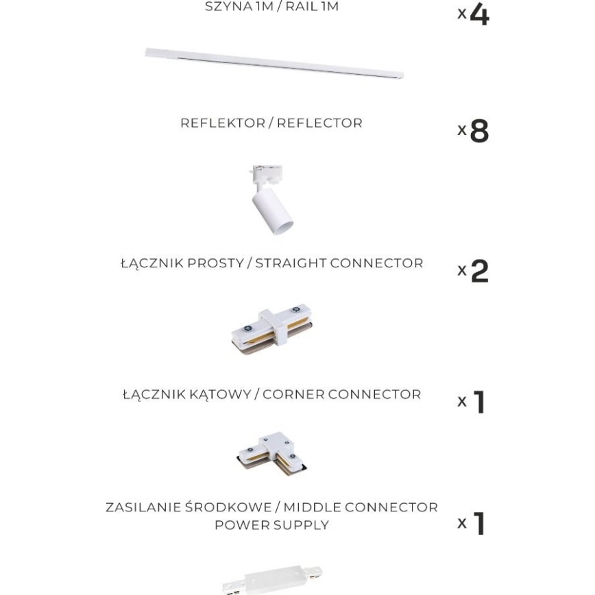 Zuma Line - Spot para trilho 8x GU10/35W/230V branco