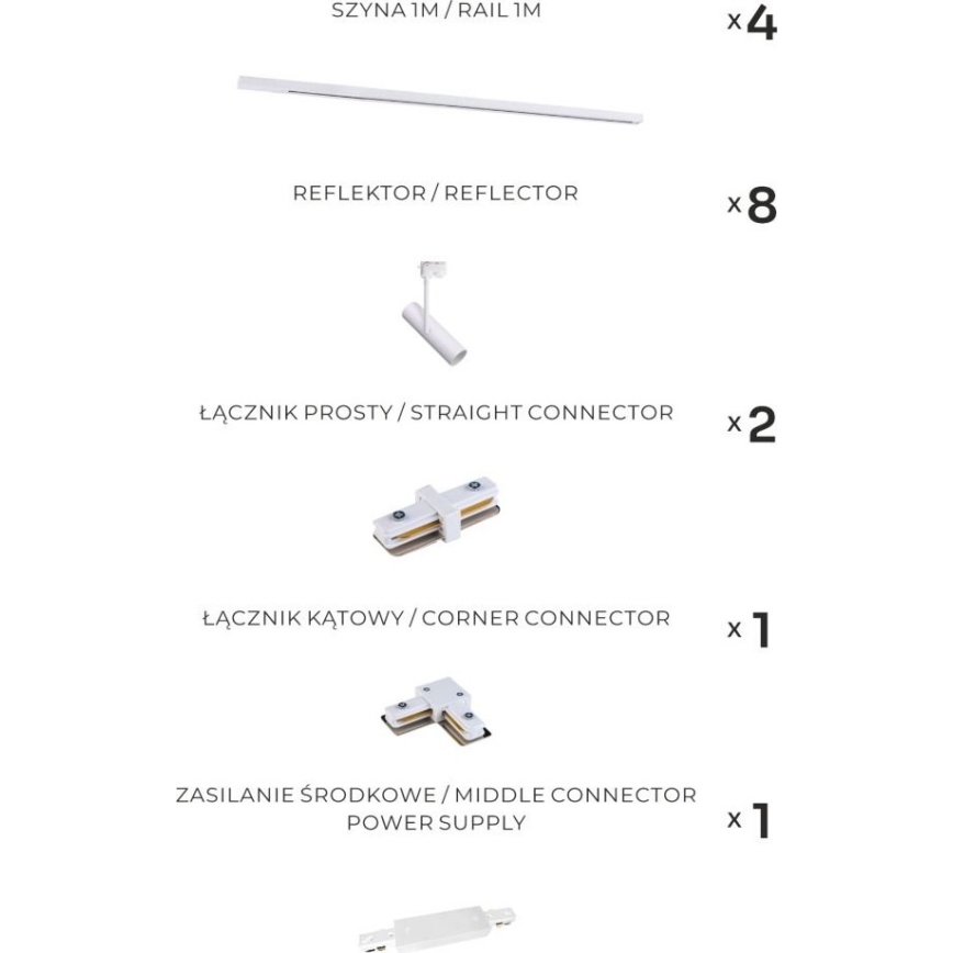 Zuma Line - Luminária de trilho com 8 focos GU10/35W/230V, branca