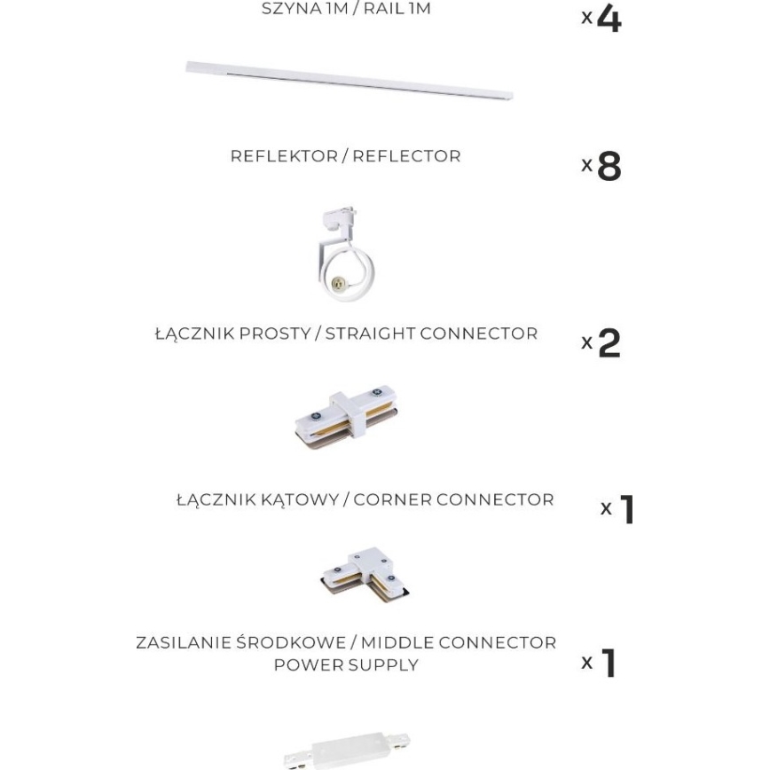 Zuma Line - Spot para sistema de trilhos 8xGU10/15W/230V branco