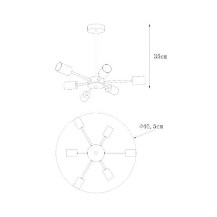 Zuma Line - Candelabro suspenso 6xE27/40W/230V preto/dourada