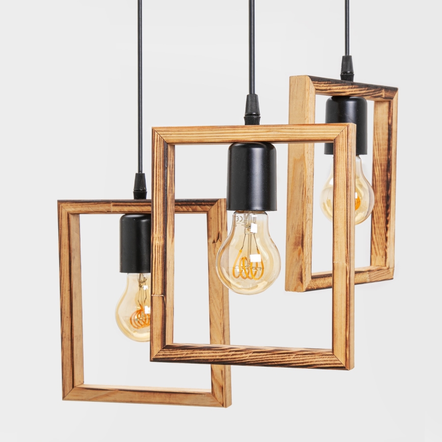 Zuma Line - Candeeiro suspenso 3xE27/20W/230V pinho/preto