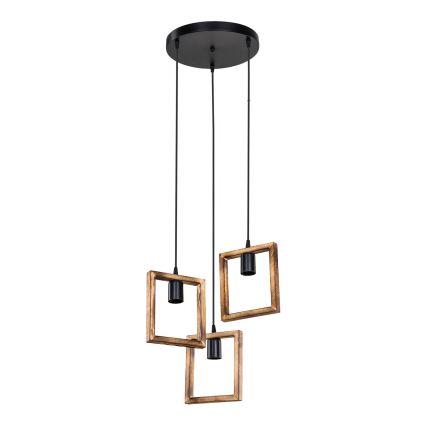 Zuma Line - Candeeiro suspenso 3xE27/20W/230V pinho/preto