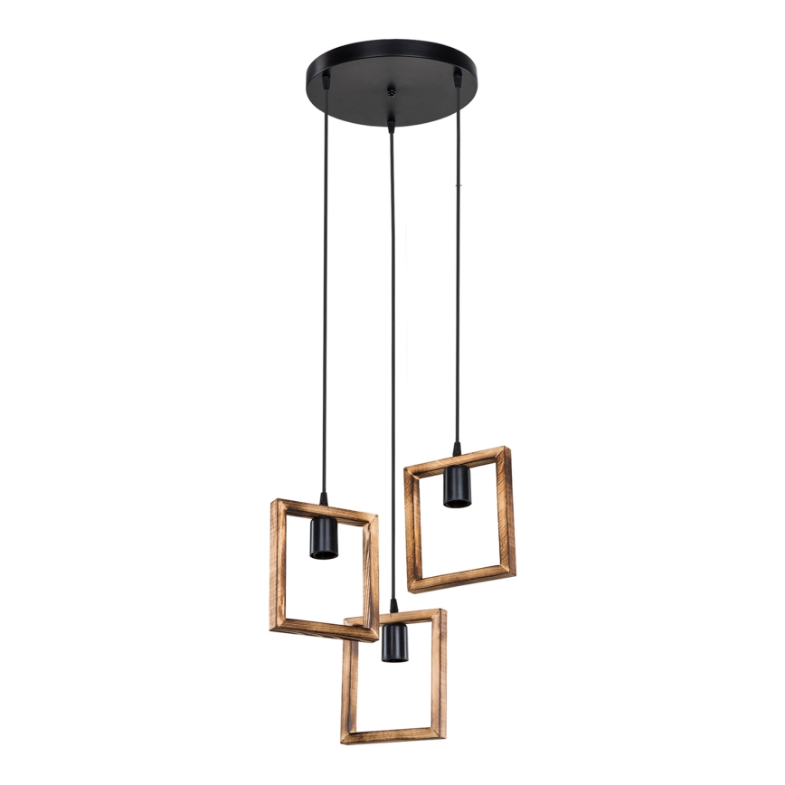 Zuma Line - Candeeiro suspenso 3xE27/20W/230V pinho/preto