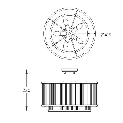 Zuma Line - Candeeiro suspenso 5xE14/60W/230V dourado