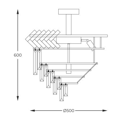 Zuma Line - Candeeiro suspenso 9xE14/40W/230V dourado