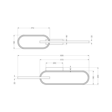 Zuma Line - Candeeiro de tecto LED 2xLED/24W/230V preto/dourado