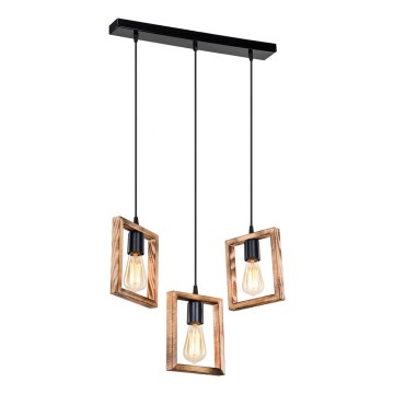 Zuma Line - Candeeiro suspenso 3xE27/20W/230V pinho/preto