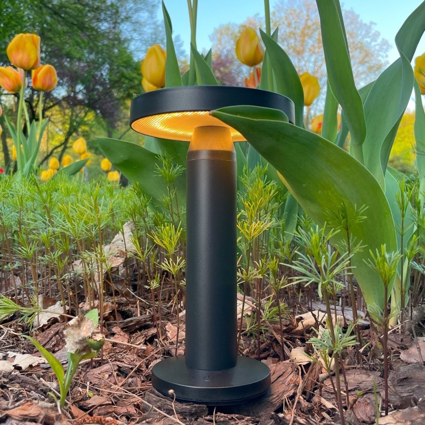 Zuma Line - Lâmpada de mesa solar recarregável LED dimmerizável LED/2W/2000 mAh IP44 preta