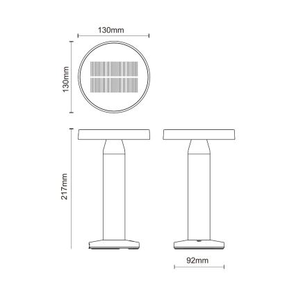 Zuma Line - Lâmpada de mesa solar recarregável LED dimmerizável LED/2W/2000 mAh IP44 preta