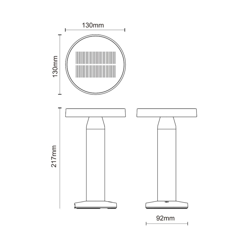Zuma Line - Lâmpada de mesa solar recarregável LED dimmerizável LED/2W/2000 mAh IP44 preta