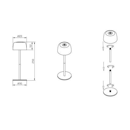 Zuma Line - Lâmpada de mesa recarregável LED dimmerizável LED/2W/1200 mAh IP44 verde