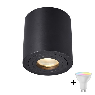 Zuma Line - LED RGBW regulável spot para casa de banho 1xGU10/4,8W/230V IP44 preto + controlo remoto