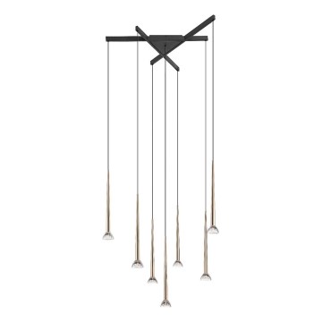 Zuma Line - Lustre pendente em cabo 7xLED/6W/230V preto/dourado