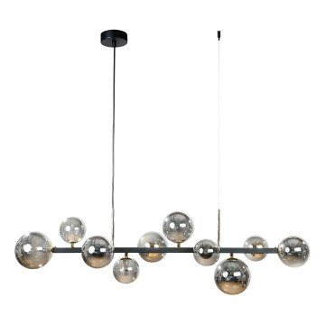 Zuma Line - Lustre suspenso por cabo 10xG9/8W/230V preto/preto fumê