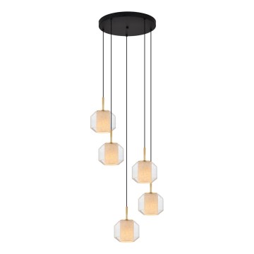 Zuma Line - Lustre suspenso por cabo 5xE27/25W/230V Ø 73 cm dourado/preto