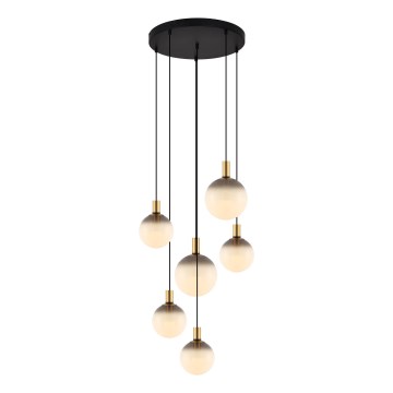 Zuma Line - Lustre suspenso por cabo 6xE27/25W/230V diâmetro 75 cm dourado/preto