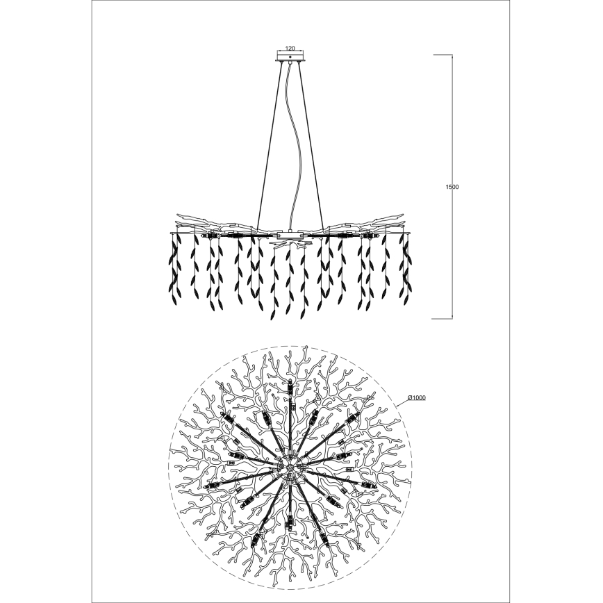 Zuma Line - Lustre suspenso por cabo 14xG9/3,5W/230V Ø 100 cm dourado