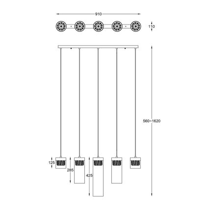 Zuma Line - Candelabro suspenso de cristal 5xG9/28W/230V