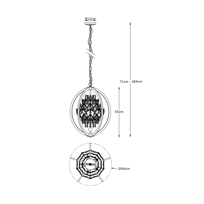 Zuma Line - Lustre suspenso por corrente, 5xG9/42W/230V, latão