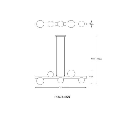 Zuma Line - Lustre suspenso por cabo 5xG9/33W/230V dourado