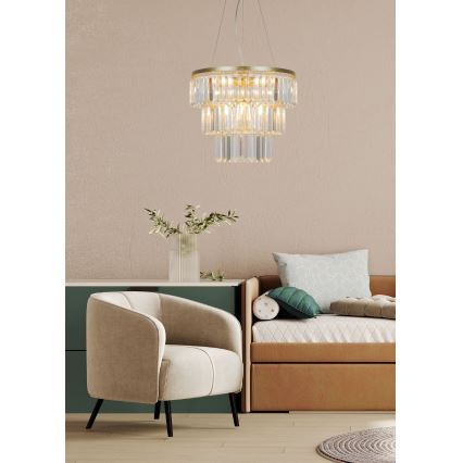 Zuma Line - Candelabro suspenso de cristal 4xE14/40W/230V dourado