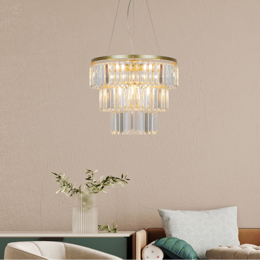 Zuma Line - Candelabro suspenso de cristal 4xE14/40W/230V dourado