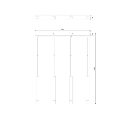 Zuma Line - Lustre suspenso com cabo 4xG9/5W/230V dourado