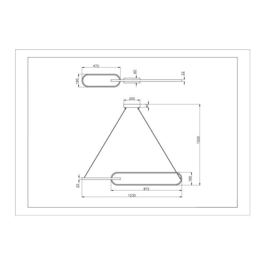 Zuma Line - Lustre LED suspenso por cabo 2xLED/40W/230V preto/dourado