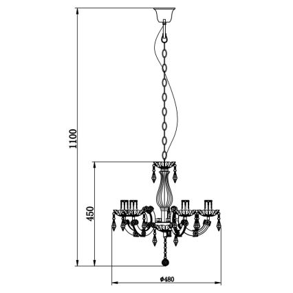Zuma Line - Candelabro suspenso 5xE14/40W/230V preto