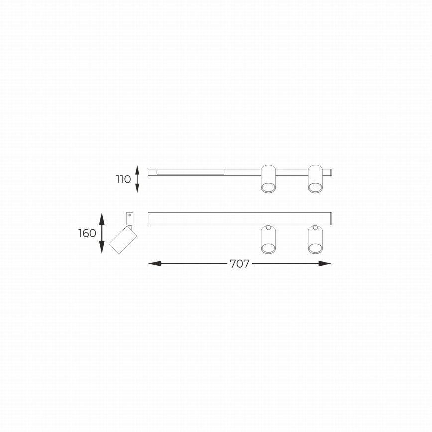 Zuma Line - Luminária de parede LED com 2xGU10/5W/230V + LED/8W preta