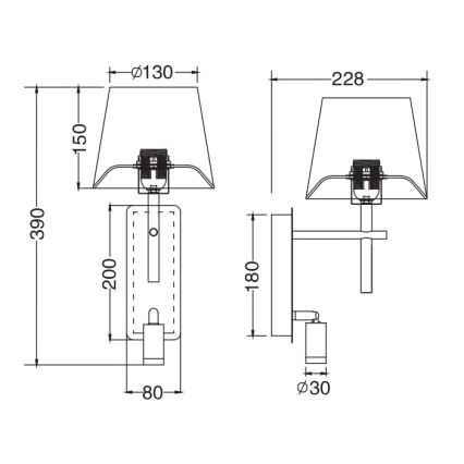 Zuma Line - Aplique de parede LED 1xE27/40W/230V + LED/2,5W latão/branco