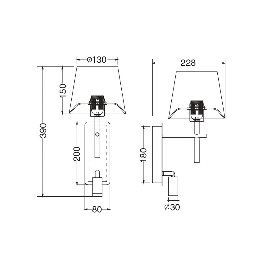 Zuma Line - Aplique de parede LED 1xE27/40W/230V + LED/2,5W preto/branco