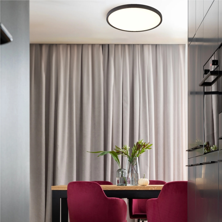 Zuma Line - Candeeiro de teto LED, 42 W, 230 V, temperatura de cor selecionável 3000/4000/6000 K, diâmetro 50 cm, preto